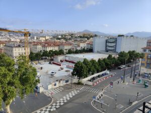 Images de Nice sur la Coulée verte, Boulevard Jean Jaurès, Vieux Nice, Garibaldi, promenade du Paillon, Collines Niçoises, Mont Boron, Observatoire, Théâtre de Nice, Acropolis, Sunset, travaux nouvelle coulée verte, théâtre