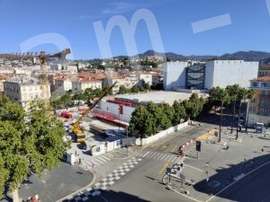 Images de Nice sur la Coulée verte, Boulevard Jean Jaurès, Vieux Nice, Garibaldi, promenade du Paillon, Collines Niçoises, Mont Boron, Observatoire, Théâtre de Nice, Acropolis, Sunset, travaux nouvelle coulée verte, théâtre